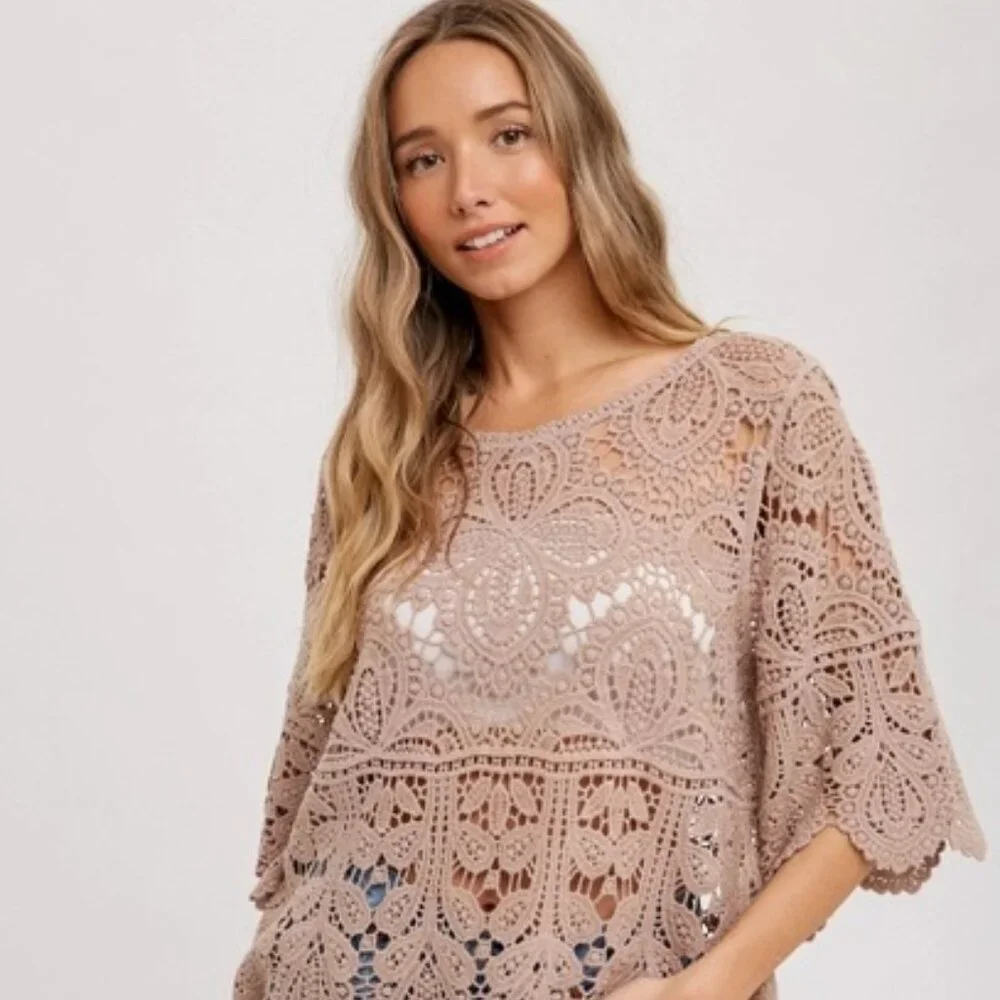 CLEAR OUT!!!!  Crochet Lace Top - Picture 3 of 11